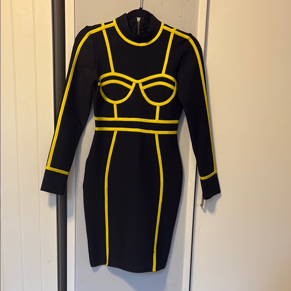 Black and Yellow Bodycon Dress